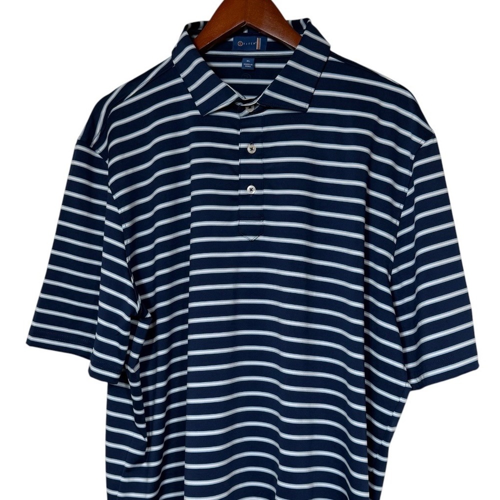 Stitch Golf Polo Shirt Mens XL Navy Blue Striped Lifepoint College 2315SA0102